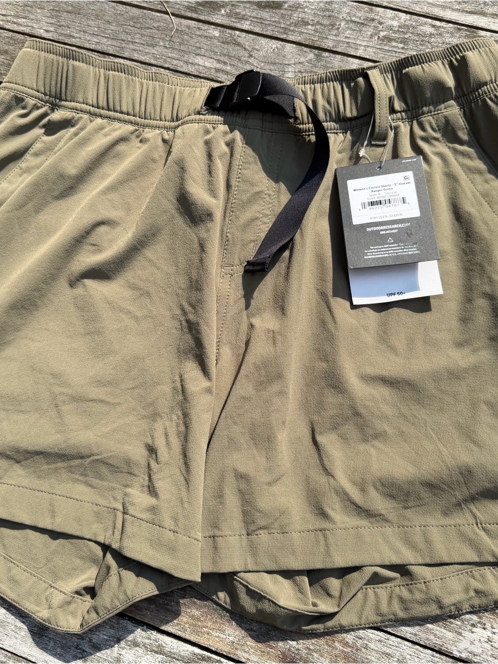 OR Outdoor Research Women's Olive Performance Shorts with Built-in Belt L